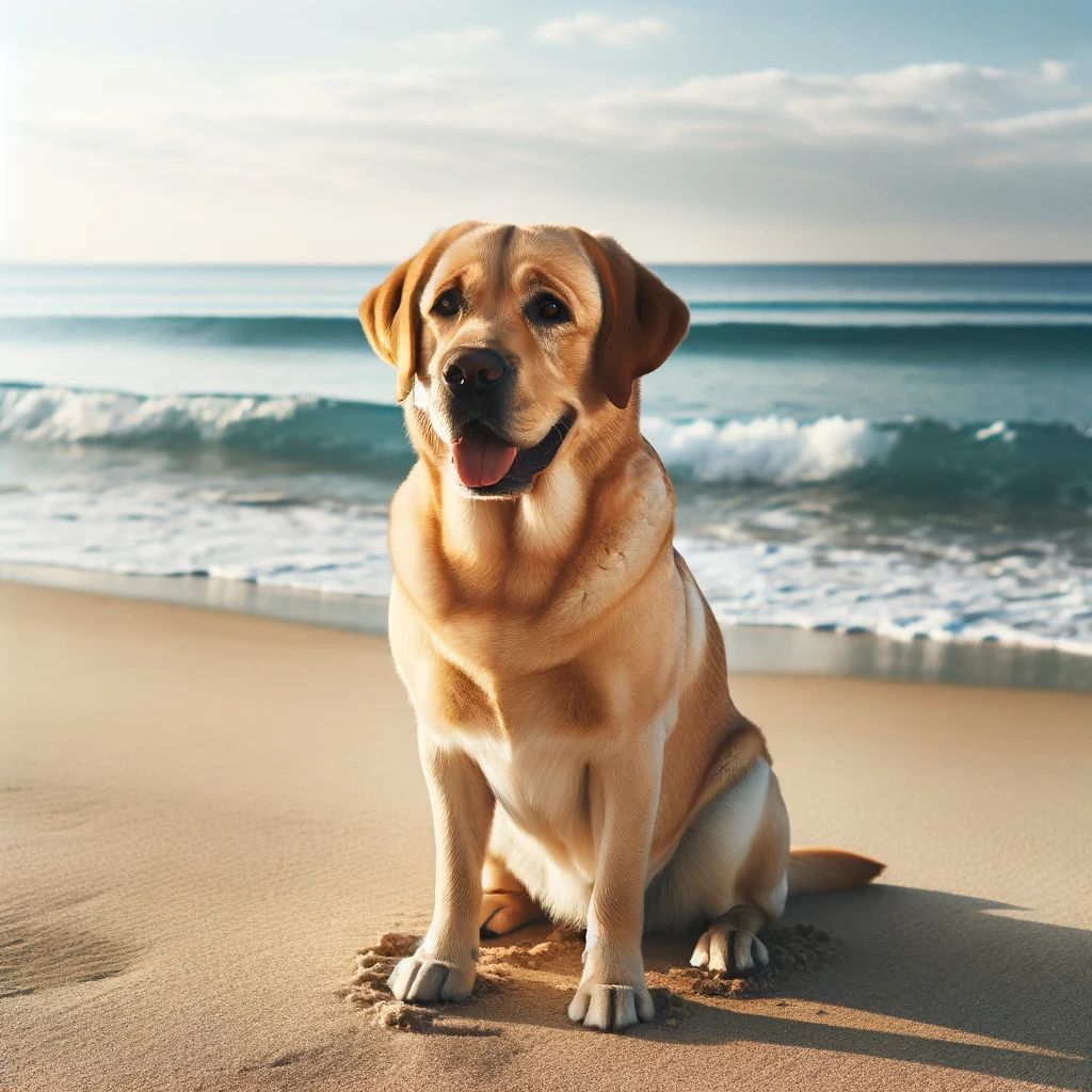 A dog sitting on New Smyrna Beach