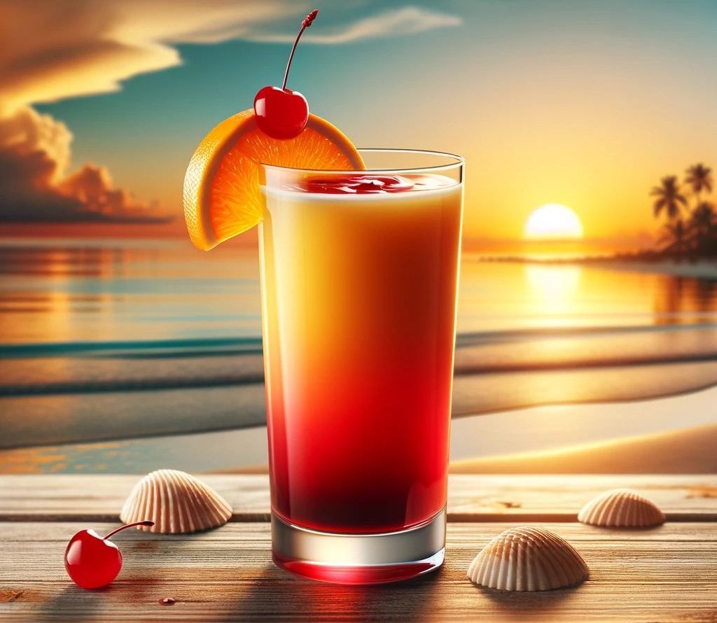 Tequila Sunrise Beach Cocktail in New Smyrna Beach