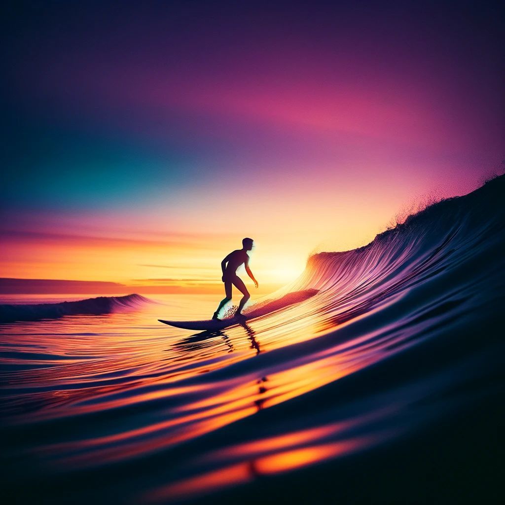 A person surfing on a wave in New Smyrna Beach